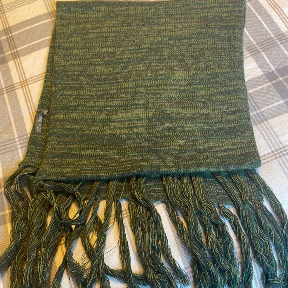 27 Miles Malibu Cashmere Green Fringed Scarf